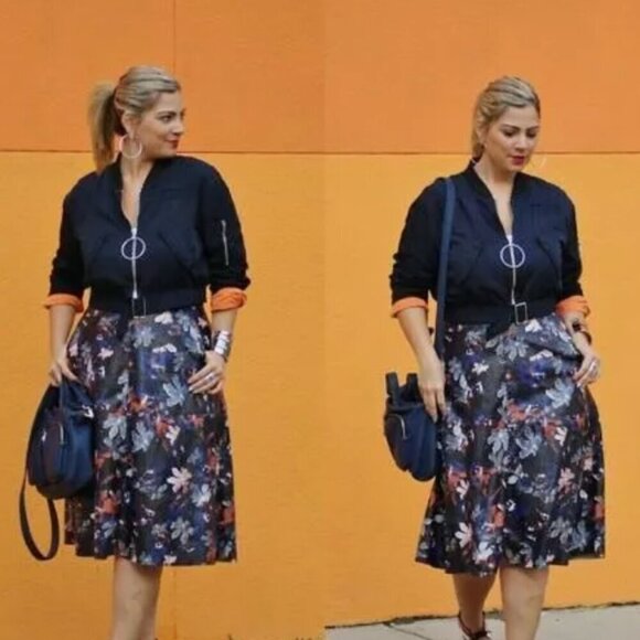 ZARA Floral Printed Faux Leather Effect A-Line High Waist Skirt 7418/041 Small - Picture 9 of 10